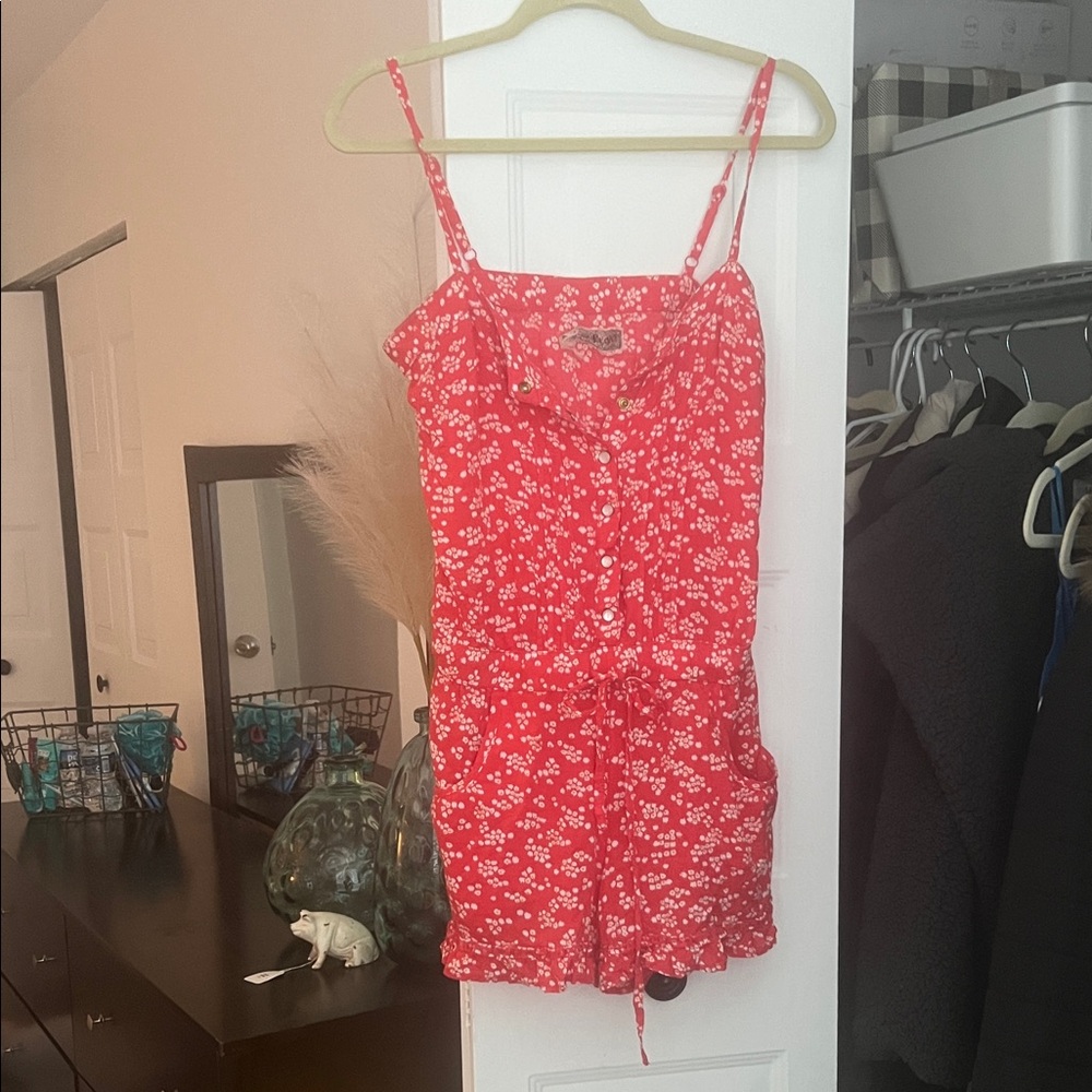 Free People Red Floral Women's Pajama Romper